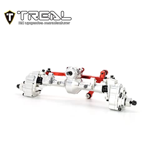 TREAL SCX24 Front Portal Axles Complete Kit Aluminum 7075 CNC Machined Axle Housin for Axial 1/24 SCX24 Deadbolt C10 Gladiator Bronco (Silver) - color: Silver