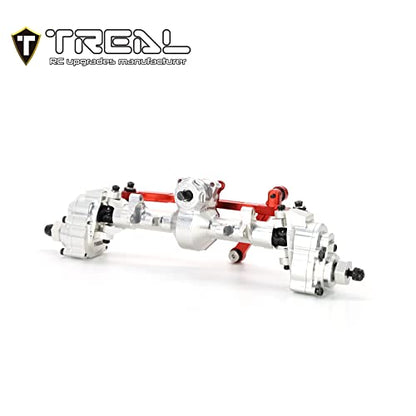 TREAL SCX24 Front Portal Axles Complete Kit Aluminum 7075 CNC Machined Axle Housin for Axial 1/24 SCX24 Deadbolt C10 Gladiator Bronco (Silver) - color: Silver