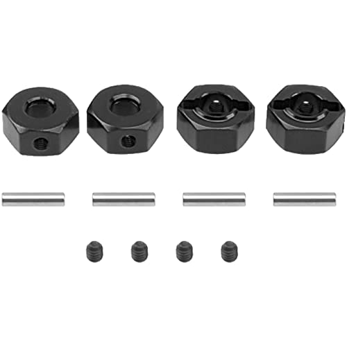 Metal 12mm Wheel Hex Hub Drive Adapters with Pins Screws Compatible with 1/10 Arrma Senton Granite Typhon Vorteks 3S Big Rock RC Car (Black) - color: Black