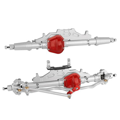 Complete Metal Front Rear Axle for 1/10 RC Rock Crawler Axial Wraith 90018 90020 90045 RR10 90048 90053 (Silver) - color: Silver