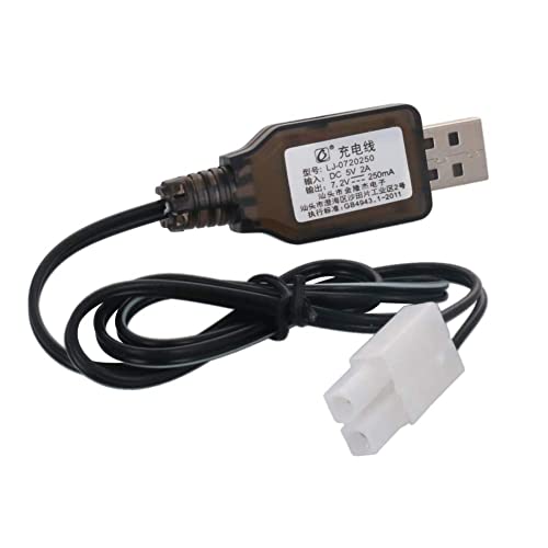 Heyiarbeit RC Ni-CD Battery USB Charging Cable Nickel Cadmium Nickel Hydrogen 7.2V Adapter Cable L6.2-2P for RC Ni-MH Ni-CD Battery Black 2Pcs - size: L6.2-2P 2Pcs