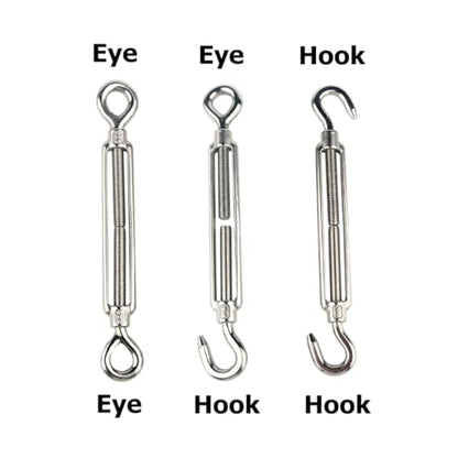 10Pcs M8 Hook & Hook Turnbuckle Heavy Duty Tensioner Adjustable Shade Sail Hardware for Tightening Up Metal Cable Wire 5/16" - style: M8 Hook & Hook