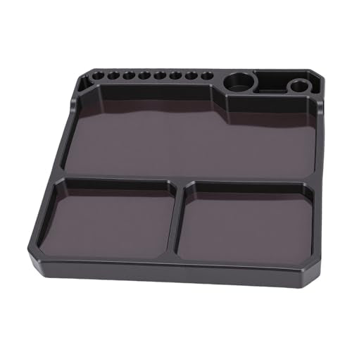 Silicone Tool Tray, Non Slip Parts Organizer with Magnetic Screw Holder, Divided Compartments for 1 10 RC Crawler Car Repair, Model Builders and Electronics Work