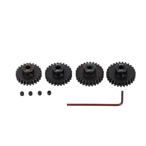 4PCS M1 5mm Shaft Hole 24T 25T 26T 27T Steel Pinion Motor Gear Compatible with 1/8 RC Car Brushed Brushless Motor