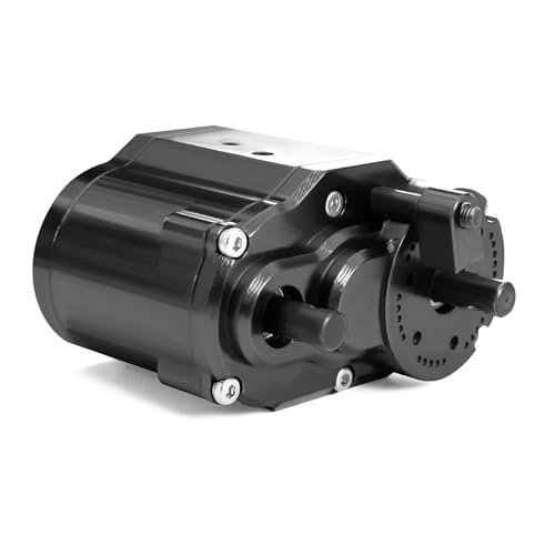 2-Speed 48P Transfer Case Transmission Gearbox with Steel Gears Ratio 1.8:1/0.7:1 for 1/10 RC Crawler Axial SCX10 90046 D90 (Black) - color: Black