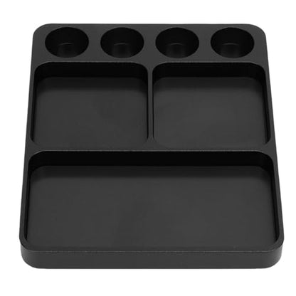 Metal RC Screw Tray, Aluminum Alloy Magnetic Screw Holder Plate for RC Model Toy Repair, with Magnetic Pad Organizer for 1/10 Car Boat Plane (Black)