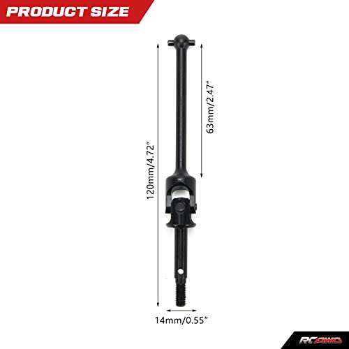 RCAWD Front Driveshaft Set U-Joint for 1/8 Losi LMT Upgrades, 4X4 Solid Axle Monster Truck #LOS04021, #LOS04022, Universal Drive Shafts Parts for #LOS242048 Black - color: Black