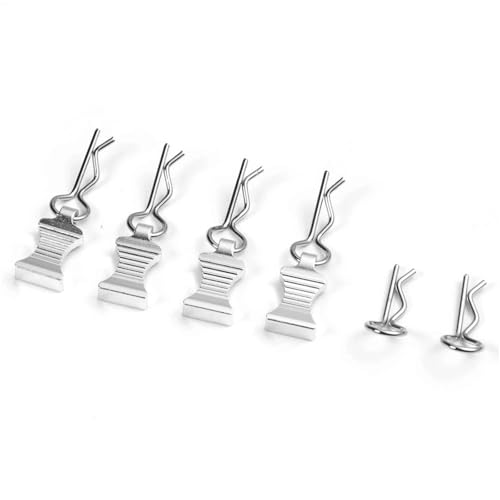 RC Car Replacement For RC Model Vehicle 1/5 1/6 1/8 1/10 1/12 1/18 1/24 4PCS R Body Clips With Pull Tabs Remote Control Car Parts(Silver) - color: Silver
