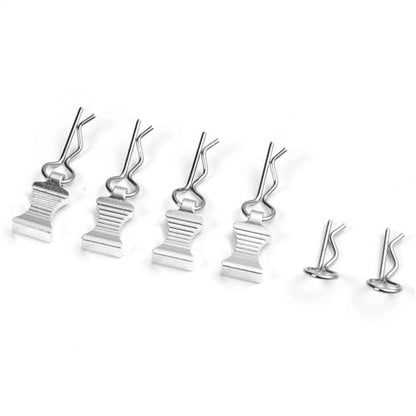 RC Car Replacement For RC Model Vehicle 1/5 1/6 1/8 1/10 1/12 1/18 1/24 4PCS R Body Clips With Pull Tabs Remote Control Car Parts(Silver) - color: Silver