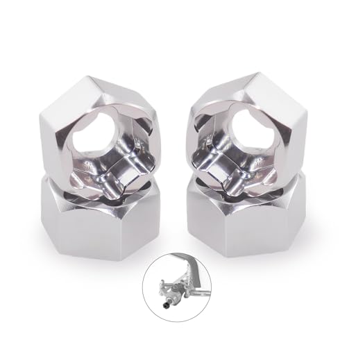 4Pcs 5mm to 7mm RC Wheel Hex Adapter, Aluminum Hex Hub Converter for 1/10 & 1/24 RC Crawler, CNC Machined Wheel Hub Adapter (Silver) - color: Silver