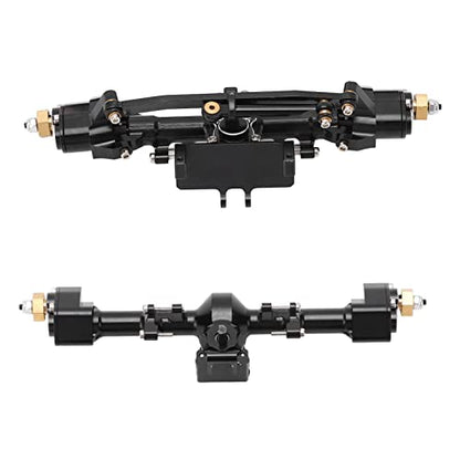RC Car Metal Front Rear Portal Axle Set Assembly, Aluminum Alloy Housing with CNC Machined Steel Gears for Axial 1/24 SCX24 Upgrade (Black) - color: Black