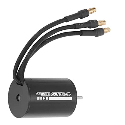2435 3300KV Brushless Motor, 4 Pole 300W Sensorless RC Motor for 1/16 1/18 RC Car Off Road Truck, 24A 2-3S LiPo with 3.5mm Bullet Connector