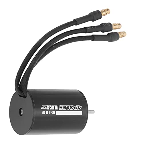 Alomejor 2435 3300KV Sensorless Brushless Motor, Aluminum Alloy Copper 4 Pole RC Car Motor 24A 300W for 1 16 1 18 Off Road Truck with ABEC5 Bearing and 2mm Shaft