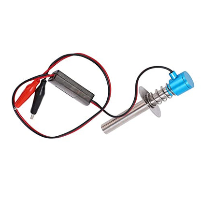 6-12V RC Car Igniter Kit with N4 Hot Glow Plug Gasket, RC Glow Plug Igniter for Methanol Engine, Electronic Glow Plug Starter for Aircraft Car Model, Compatible with HSP and Othe (Blue) - color: Blue