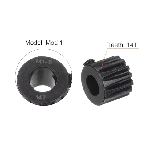 uxcell Mod 1 14T Pinion Gear 8mm Bore Hardened Steel Motor Rack Spur Gear for RC Car Truck Gear Drive