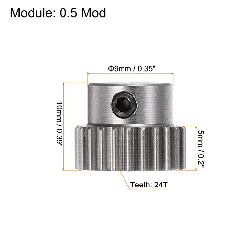 HARFINGTON Pinion Gear 5mm Bore 24T Mod 0.5 Stainless Steel Spur Diff Differential Motor Gear RC Car Replacement Parts - style: 24T