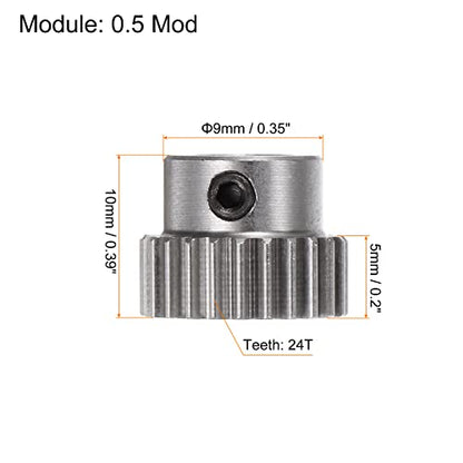 HARFINGTON Pinion Gear 5mm Bore 24T Mod 0.5 Stainless Steel Spur Diff Differential Motor Gear RC Car Replacement Parts - style: 24T
