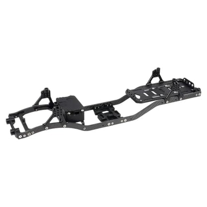 for SCX10 1/10 Carbon Fiber Rails Metal Brace Skid Plate Adjustable Shock Mount Box Battery Tray for Chassis Set RC Crawler Rc Accessories - color: Black