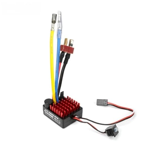 2-3s 60A Brushed ESC Waterproof Electronic Speed Controller with Switch Mode BEC for 1/10 Scale RC Crawler Car Trucks Upgrade (T Plug) - style: T Plug