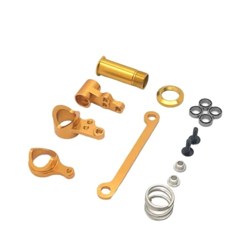 for Wltoys 144001 144002 144010 124007 124016 124018 124019 Metal Steering Components Steering Assembly RC Car Upgrades Parts RC Car Repair Kit(Yellow) - color: Yellow