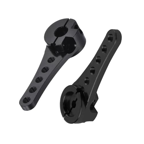 2Pcs Aluminum 25T Servo Horn Long Steering Servo Arm 46mm Length for DIY RC Car/Boat/AirplanesBoat Model Accessories with M2.5 Screws(Black)