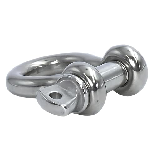 316 Stainless Steel Bow Shackle with Oversized Screw Pin, Marine-Grade Hardware for Anchor Lines, Towing, Dinghies, Canoes, Trailers, Utility Tie-Downs & Off-Road Recovery - size: 3/4" with 7/8" Pin 4.4T WLL, style: 50-pack