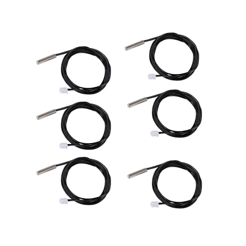 10K Temperature Sensor Probe 6pcs 1 Meter Waterproof Temp Sensor Probe Stainless Steel 3950 NTC Temp Sensor Probe Digital Temperature Transmitter Extension Cable