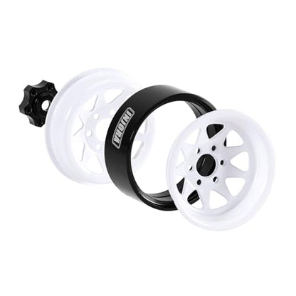 INJORA -4.05mm Offset Stamped Steel 1.3" Wheels for 1/24 1/18 RC (White) - color: White