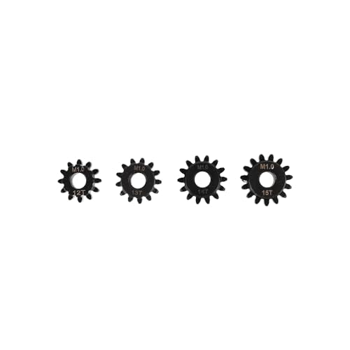 Mod 1 M1 Pinion Motor Gear Set 4pcs 12T 13T 14T 15T Fit 5mm RC Motor Shaft M1 Pitch Gears for RC Car, with Hex Key