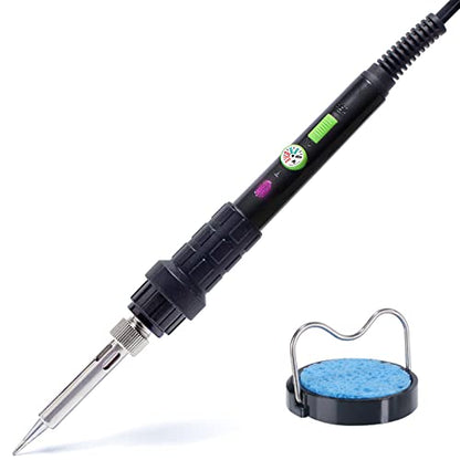 YIHUA 947-III 60W Soldering Iron Kit Temperature Adjustable 428-896°F 2-IN-1 Soldering Kit with Simple Soldering Iron Stand and Cleaning Sponge 110V US Power Plug - style: Basic Style - 2-IN-1 Analog Iron
