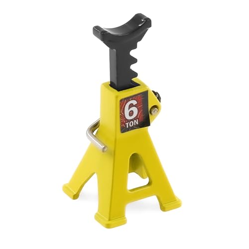 4pcs 1/24 RC Scale Metal Mini Toy Jack Stands for Simulation Compatible with 1/18 and 1/24 RC Crawler Cars SCX24, AX24, TRX4M, FCX24 (Yellow) - color: Yellow