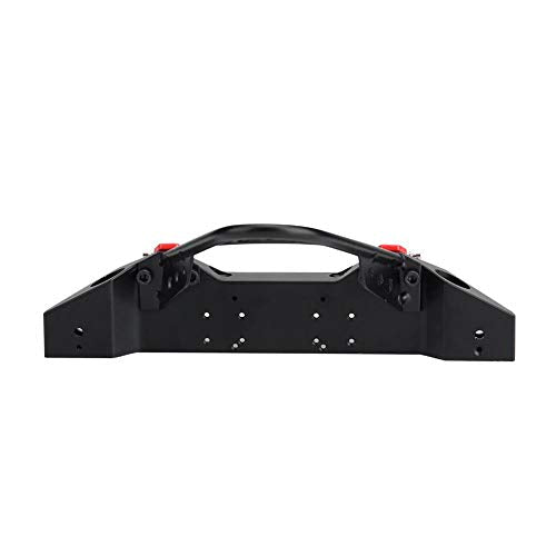 RC Front Bumper, Metal Rc Crawler Bumper with 2 LED Lights for SCX10 90046 / -4, 1/10 Scale Axial RC Crawler Car Retrofit and Upgrade Accessories