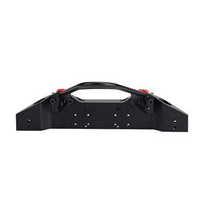 RC Front Bumper, Metal Rc Crawler Bumper with 2 LED Lights for SCX10 90046 / -4, 1/10 Scale Axial RC Crawler Car Retrofit and Upgrade Accessories