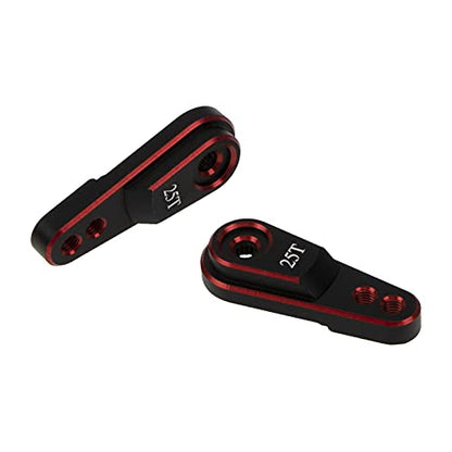 2Pcs Vgoohobby Metal 25T Servo Horn Steering Arm for Standard Servo Motors Compatible with Traxxas TRX4 Axial SCX10 Tamiya 1/10 RC Crawler Truck (Red-Black) - color: Red-black