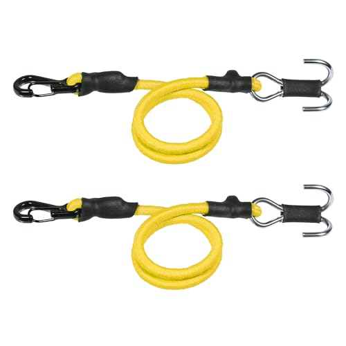 2pcs 280mm Elastic Strap Escape Rope Kinetic Winch Strap with Rescue Trailer Hook for 1/18 1/24 RC Crawler Car TRX4M High Trail SCX24 FCX24 (Yellow) - color: Yellow