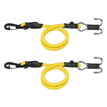 2pcs 280mm Elastic Strap Escape Rope Kinetic Winch Strap with Rescue Trailer Hook for 1/18 1/24 RC Crawler Car TRX4M High Trail SCX24 FCX24 (Yellow) - color: Yellow
