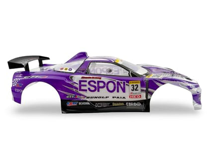 1/10 Scale RC Drift Racing Touring On Road Car Painted Body Shell, Spoiler Included, Pre-Cut, 258mm Wheelbase (Honda NSX-GT Style) - color: Honda Nsx-gt Style
