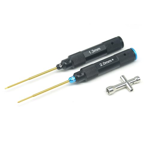 RC Aluminum Tool Set for AXIAL 1/30 SCX30 RC Crawler Car, Hex 1.3mm, PH 2.0mm, Mini Box Nut, Gold Titanium Coated Tips (RC Mini Tool Set) - color: Rc Mini Tool Set