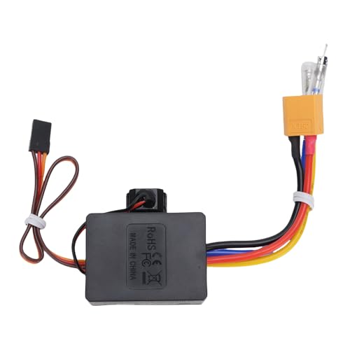 CHICIRIS 80A Brushed ESC Electronic Speed Controller, with T Plug XT60 Plug for 1/10 RC Car RC Boat 540 550 750 Motors (Black) - color: Black