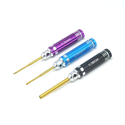 RC Aluminum Tool Set for AXIAL 1/30 SCX30 RC Crawler Car, Hex 1.3mm, PH 2.0mm, Mini Box Nut, Gold Titanium Coated Tips (RC Aluminum Tool Set) - color: Rc Aluminum Tool Set