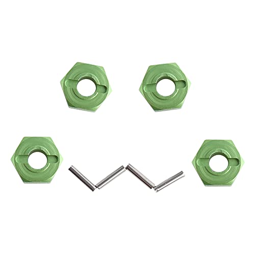 12mm Hex Wheel Hub Mount, Aluminum 7mm Thick with 2x10mm Stub Axle Pins for 1/10 Slash 4x4 & HQ 727 RC Cars Replacement Upgrade Parts (Green)(Set of 4) - color: Green