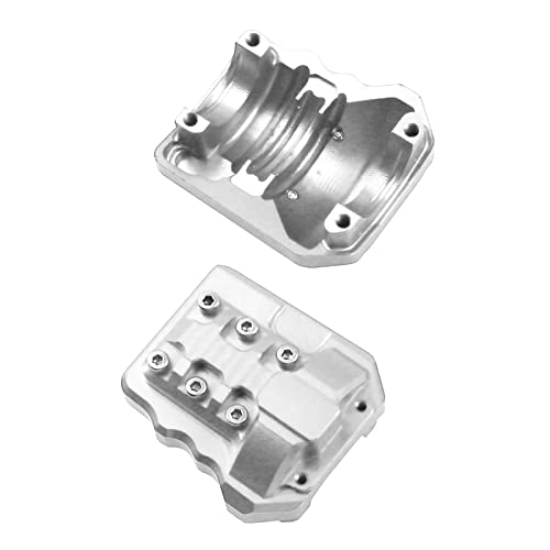 2Pcs ShareGoo Aluminum Alloy Front Rear Axle Differential Cover 15g Diff Cover Case Compatible with Traxxas TRX-4 1/10 RC Crawler Car (Silver) - color: Silver