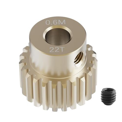 Pinion Motor Gear, M0.6 22T, 1/8 in (3.175mm) Shaft Hole | M0.6 Pitch 22 Teeth, 7075 Aluminum Alloy, 1/8 Inch Shaft Hole, RC Motor Pinion Upgrade, for 1/10 RC Brushless Crawler - size: M0.6 22T