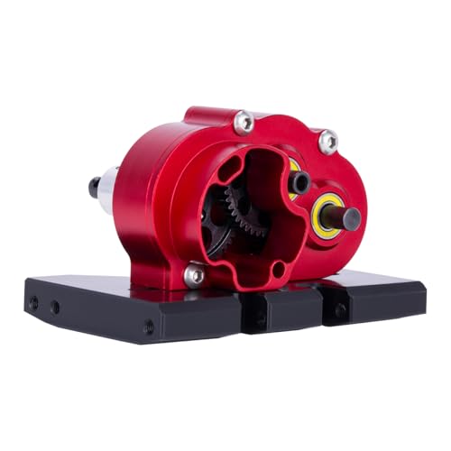 Aluminum Lightweight Gearbox OD-3 Overdrive Transmission for 1/10 RC Crawler Car Axial SCX10 II VS4-10 LCG Chassis Straight Axle (Red) - color: Red