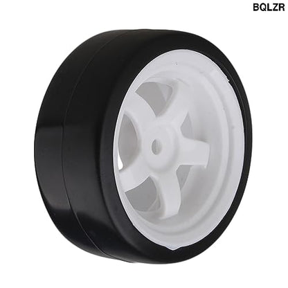 5 Spoke White Wheel Rim & Tyre Tires White+Black for RC 1:10 Drift Car & On Road Car Pack Of 4