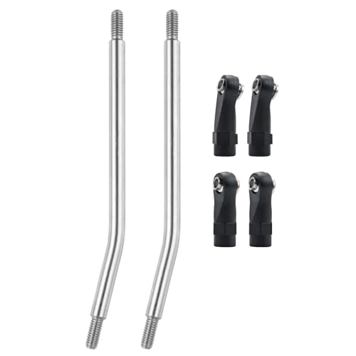 RC Aluminum Rear Lower Trailing Arms and Stainless Steel Steering Linkage Rod Arm Link Rod Compatible with Axial RR10 90048 90053 1/10 RC Car Upgrades Accessories
