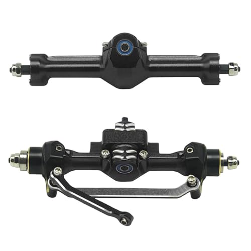 Aluminum Front/Rear Axle with Brass Kunckles/Steering Link/Gear/Bearing/CVD Whole Set for SCX30 Cars Upgrade Parts BK: Black R: Red (Black) - color: Black