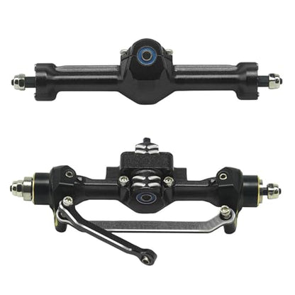 Aluminum Front/Rear Axle with Brass Kunckles/Steering Link/Gear/Bearing/CVD Whole Set for SCX30 Cars Upgrade Parts BK: Black R: Red (Black) - color: Black
