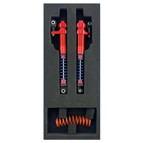Adjustable Threaded Oil Shock Absorbers 80–100mm with Offset Cap, Aluminum Dampers for 1/10 RC Crawler, 2PCS (Red) - color: Red
