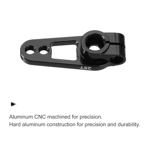 MECCANIXITY Aluminum Alloy 25T Steering Servo Single Sided Black Arm Horn for DIY RC Car/Boat/Airplane Boat Accessories 2 Pcs - color: Black